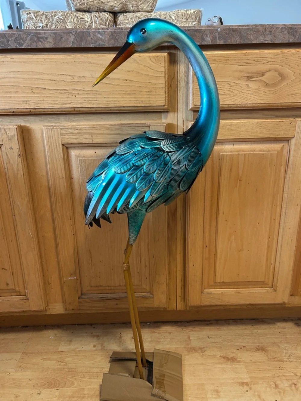 Evergreen Handcrafted Blue Heron Metal Statue-Life Size